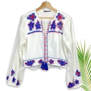 Anthro KAS NY | Embroidered Long Sleeve Boho Top